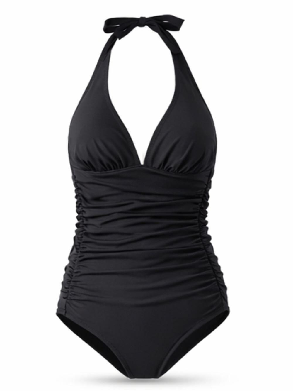 J. Crew Black Halter Ruching One-Piece Swimsuit